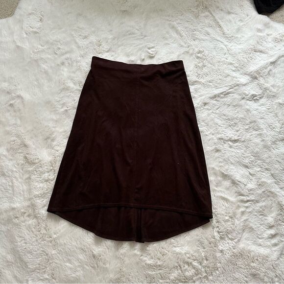 Max Studios Vintage brown suede midi high low skirt - Picture 2 of 12